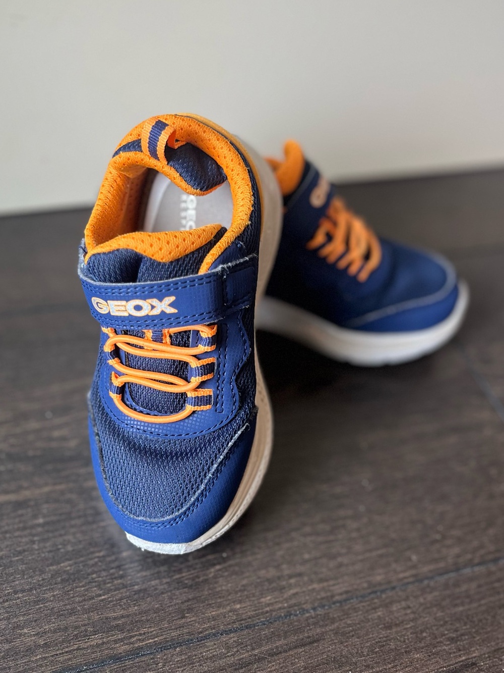 Geox Kids Respira Navy Blue and Orange Athletic Sneaker